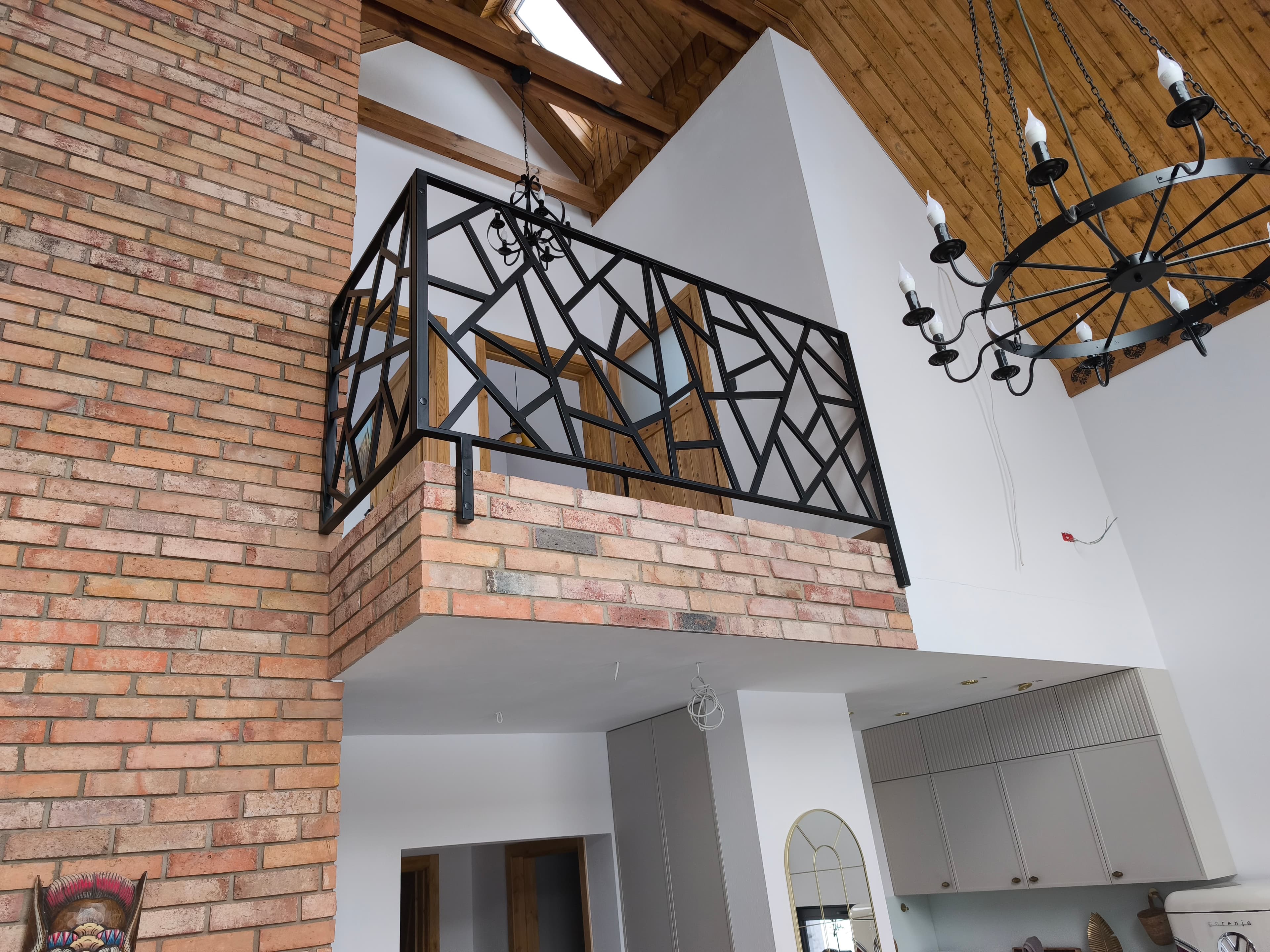 Designerska balustrada geometryczna loft pod sufit – FK-METAL